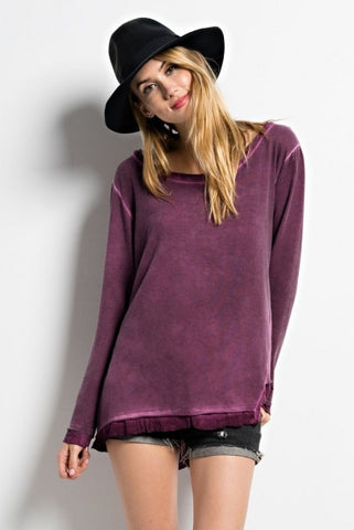Oil Washed Long Sleeve Tunic