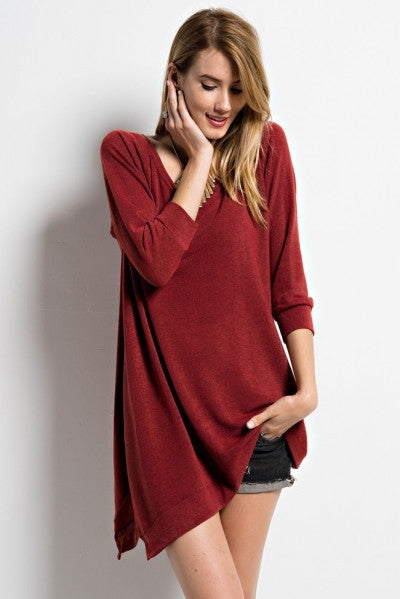 Asymmetric 3/4 Sleeve Tunic