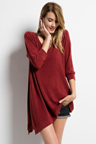 Asymmetric 3/4 Sleeve Tunic