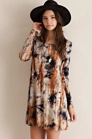 Tie-Dye Long Sleeve Jersey Dress