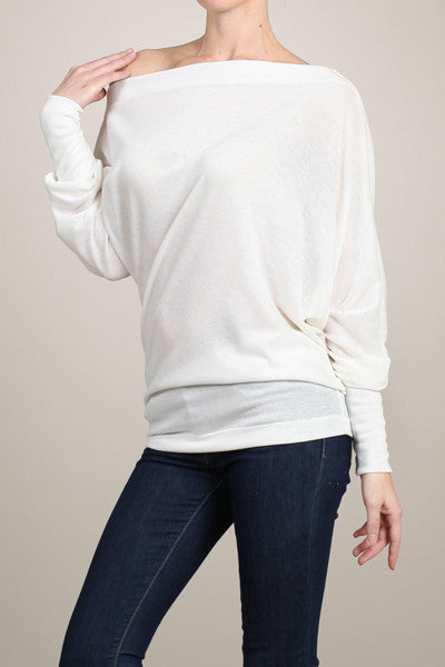 Solid Knit Off-Shoulder Tunic